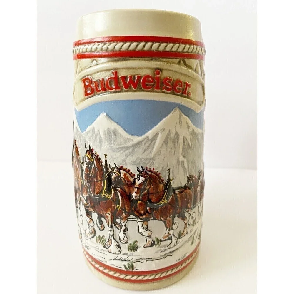 Anheuser Busch Budweiser Ceramic Beer Stein Clydesdales “A” Series Holiday Mug